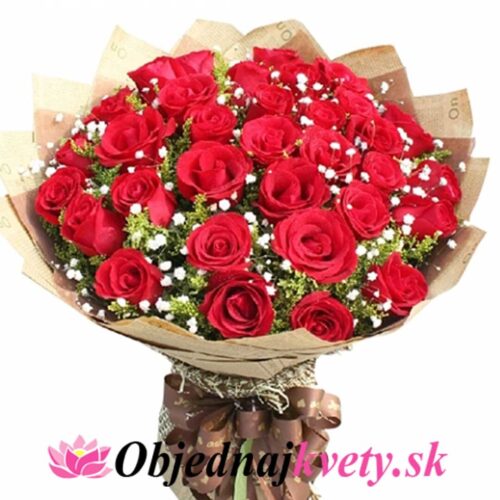 Kytica 31 kusov červených ruží Dia