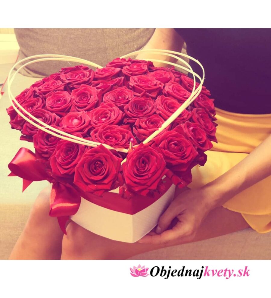 Flower box Srdce z ruží XL