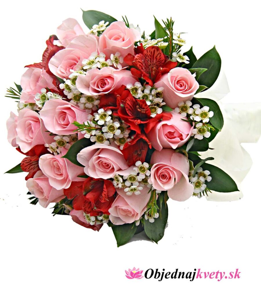 Svadobná kytica ružových ruží