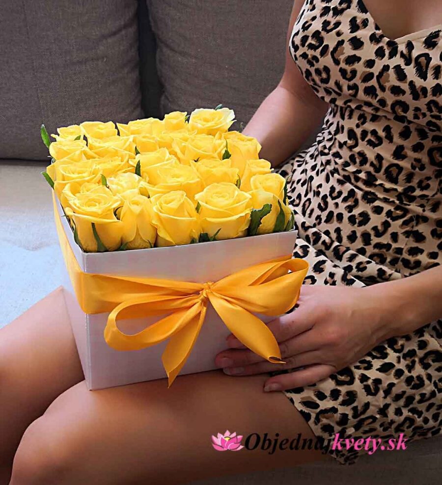Kvetinový box žlté ruže Sun