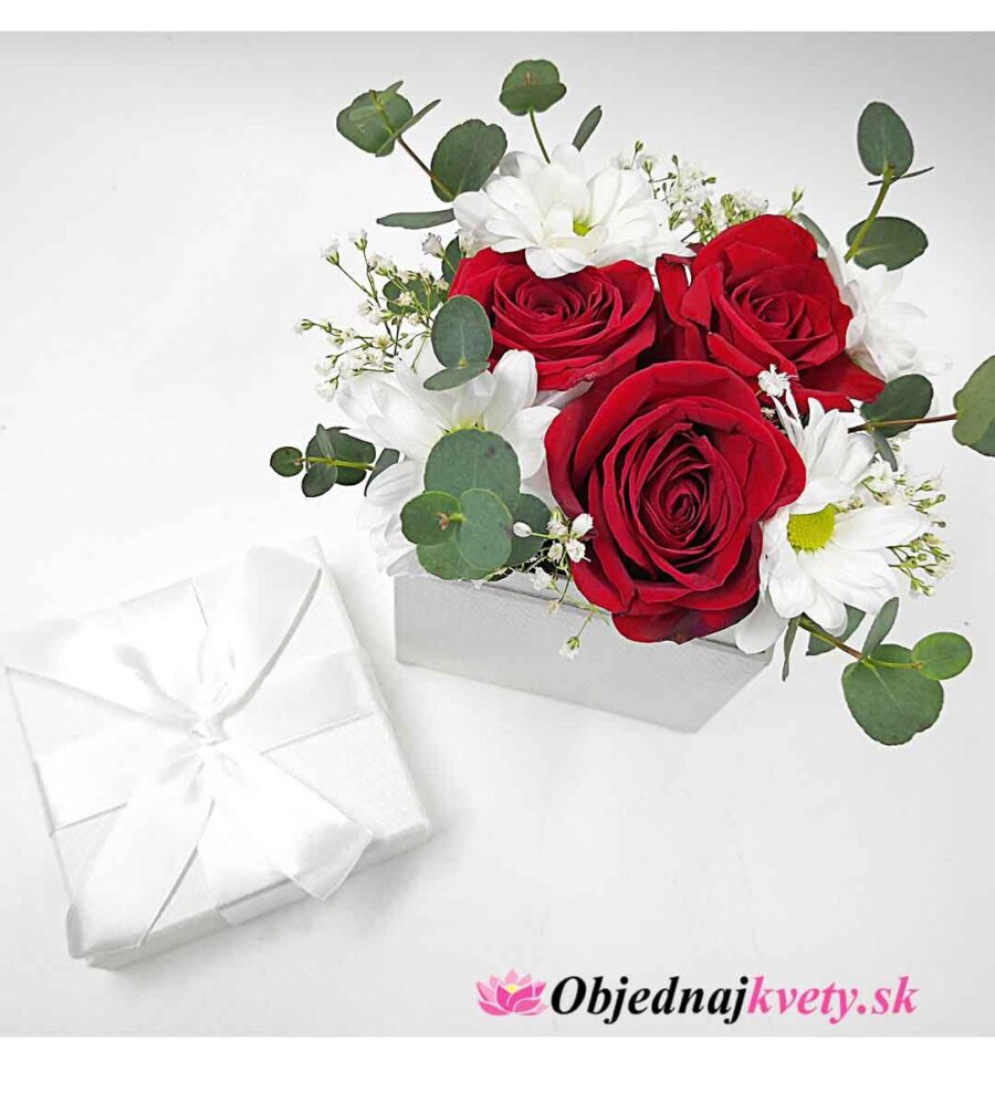 Malý flower box červené ruže Rid