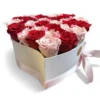 flower box srdce dlhotrvajúce ruže červené a ruzove