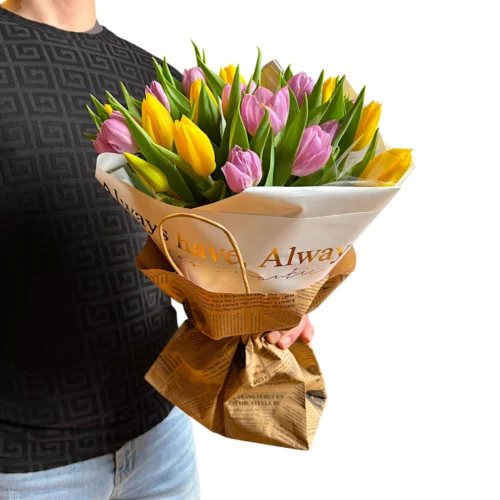 Kytica žlto-ružových tulipánov Tall