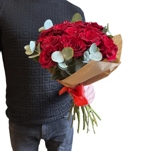 Kytica červených ruží Zante — 15× červená ruža 40 cm