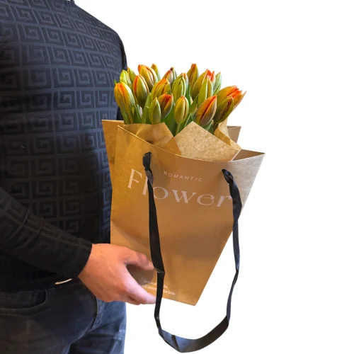 Oranžové tulipány Palid — dekoračná taška