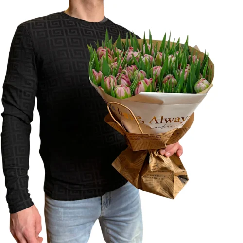premiove ružovo biele tulipany
